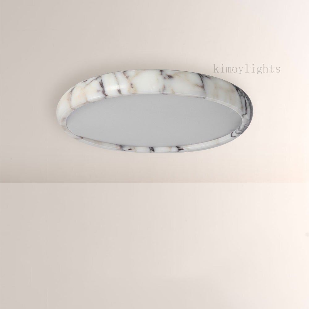 LuminaVein Marble-Rim Oval Flush Mount