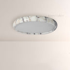 LuminaVein Marble-Rim Oval Flush Mount
