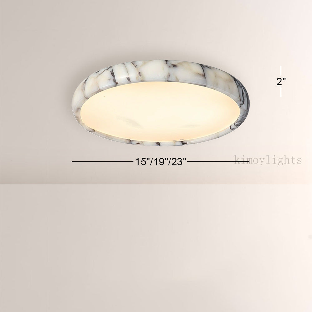 LuminaVein Marble-Rim Oval Flush Mount