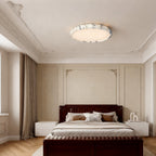 LuminaVein Marble-Rim Oval Flush Mount
