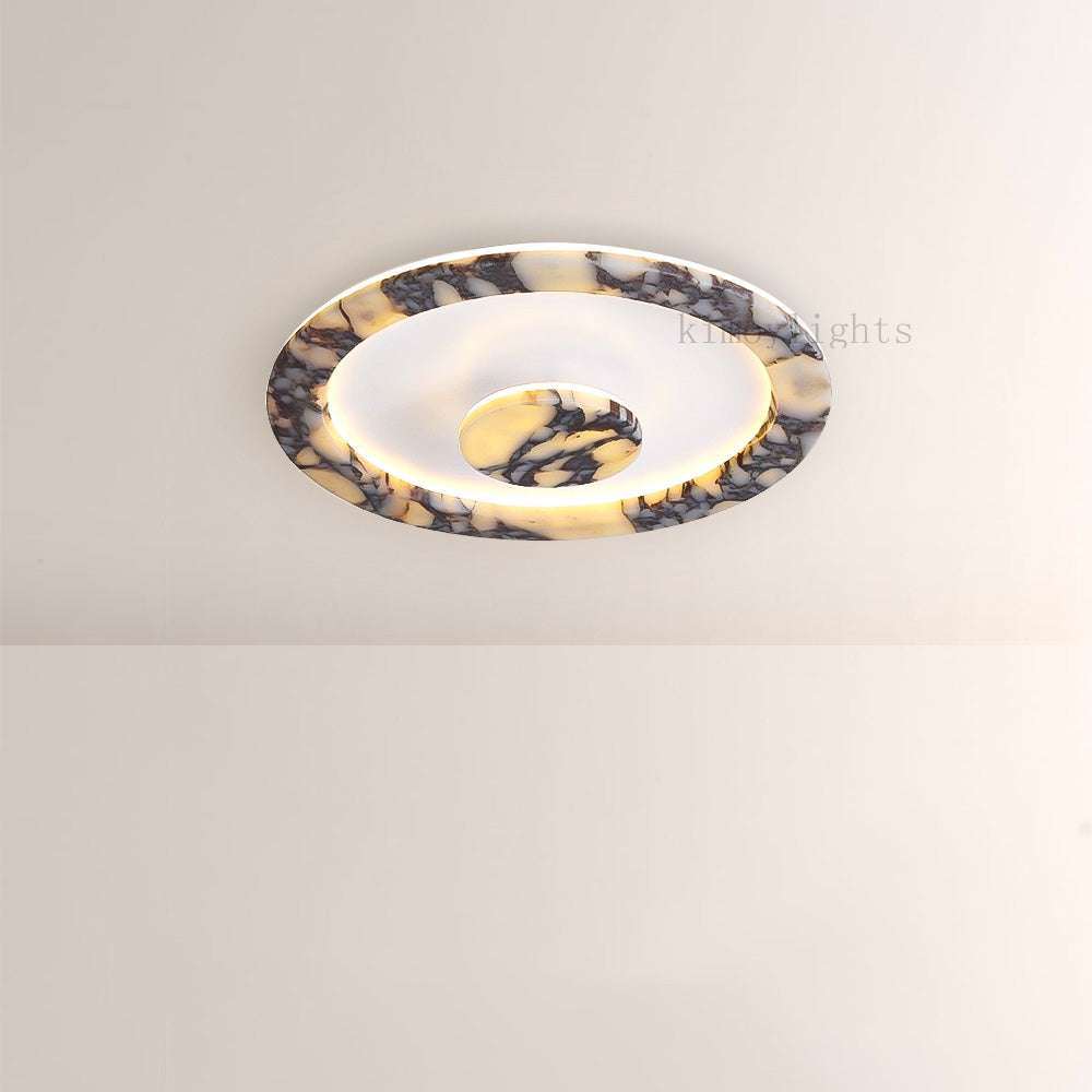 LuminaVein Oval Marble Flush Mount