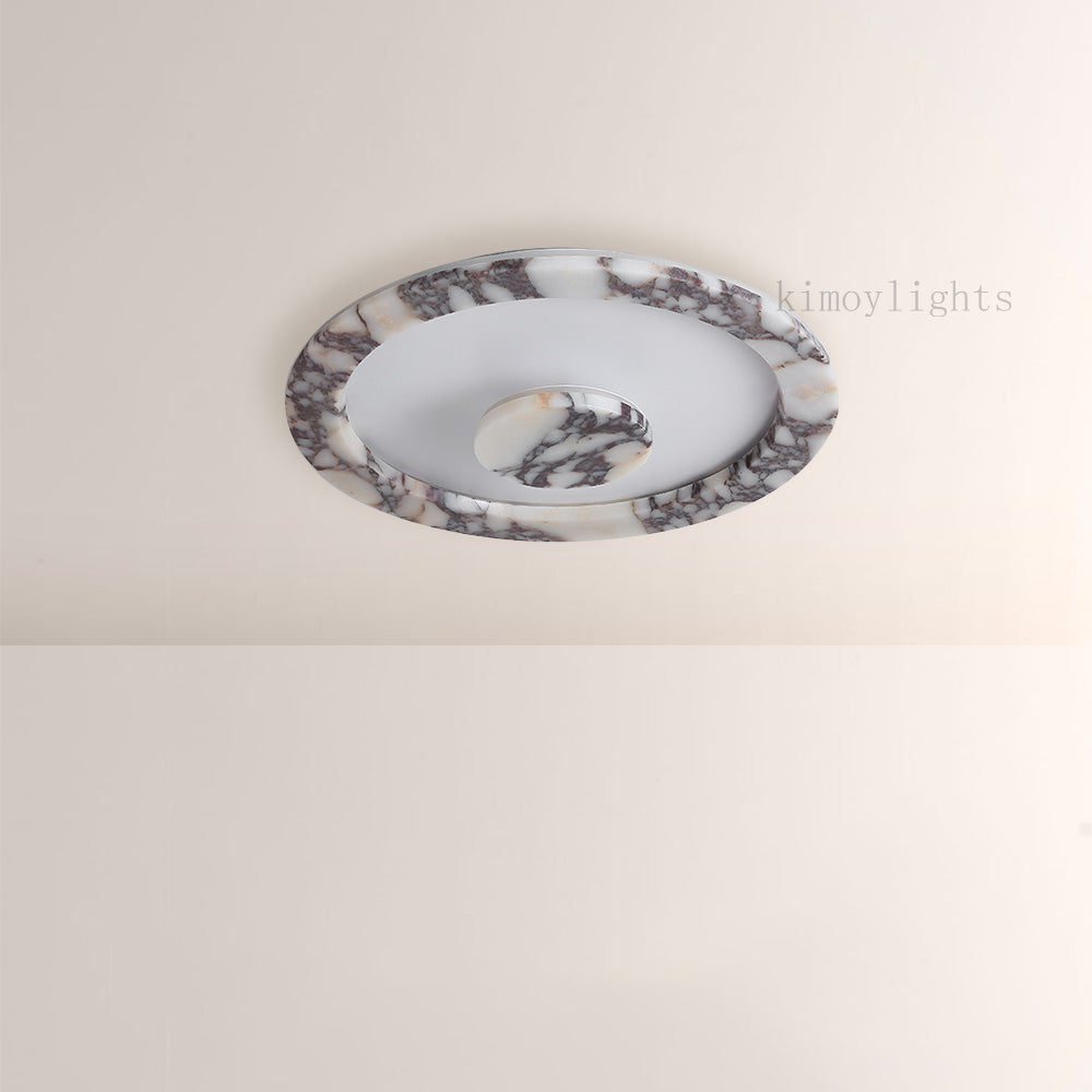 LuminaVein Oval Marble Flush Mount