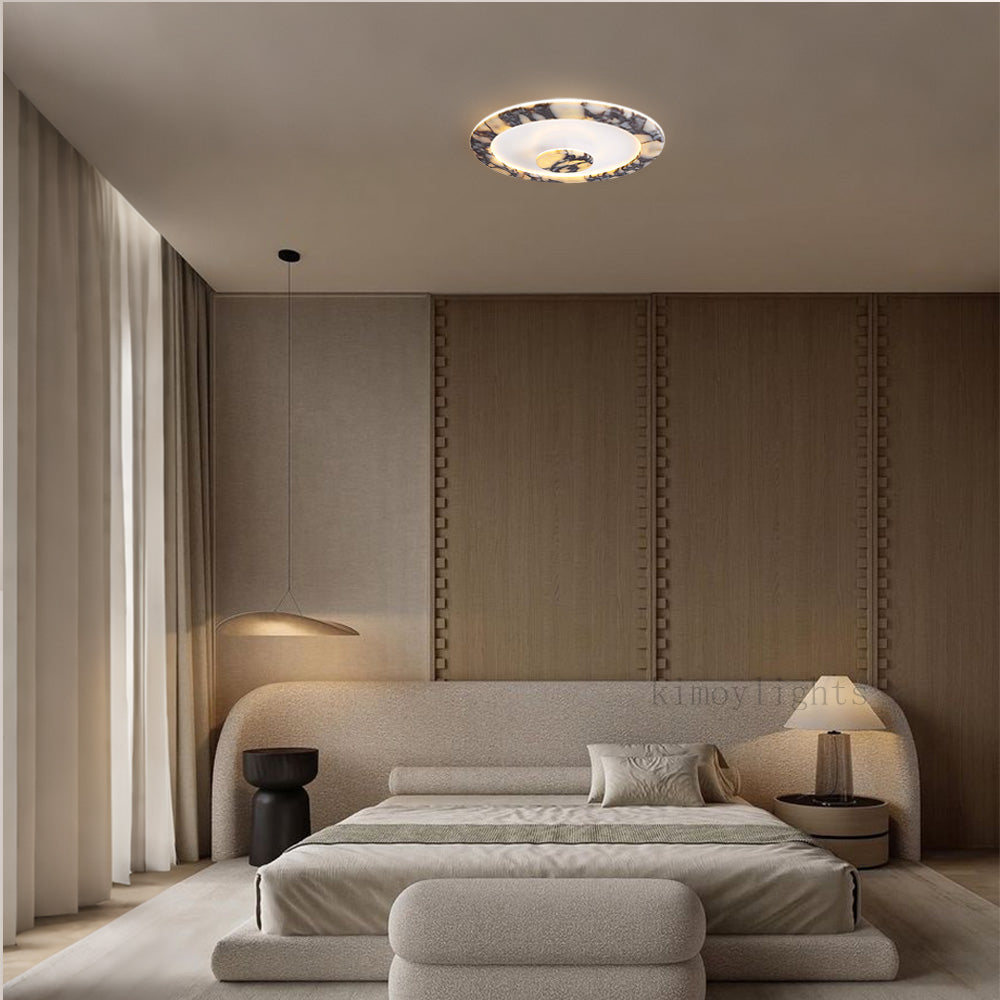 LuminaVein Oval Marble Flush Mount