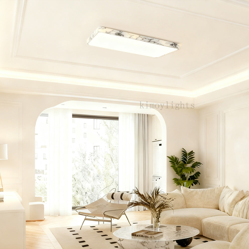 LuminaVein Square Marble Flush Mount