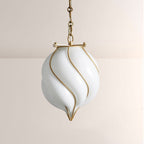 Mara Caged Opal Glass & Brass Small Pendant