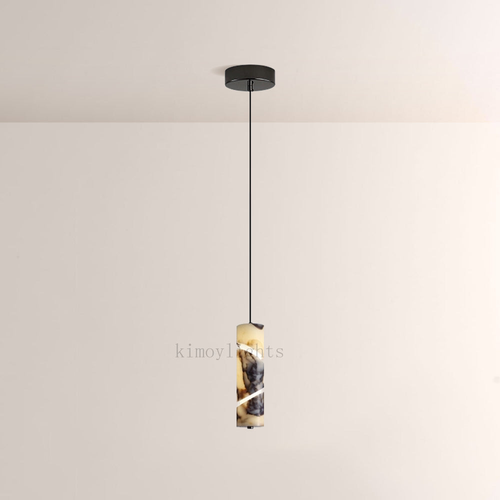 Vitrella Swirl-Accent Marble Cylinder Pendant