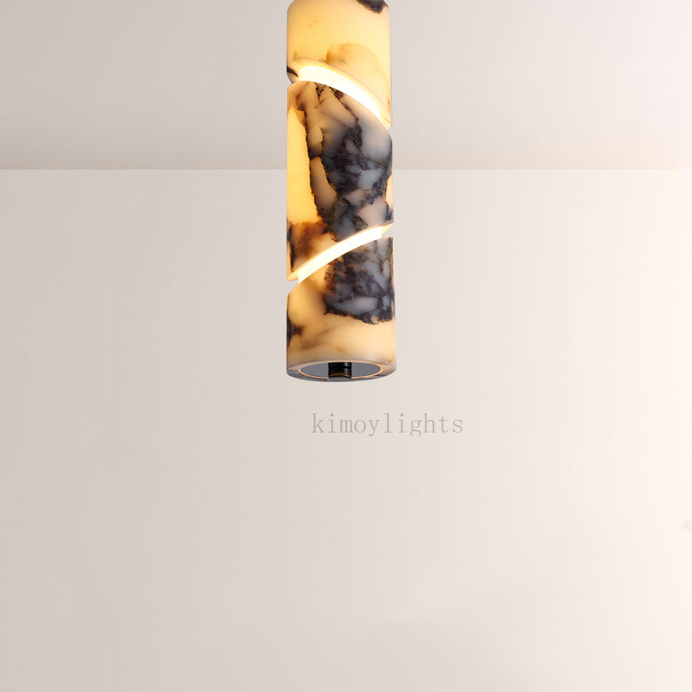 Vitrella Swirl-Accent Marble Cylinder Pendant