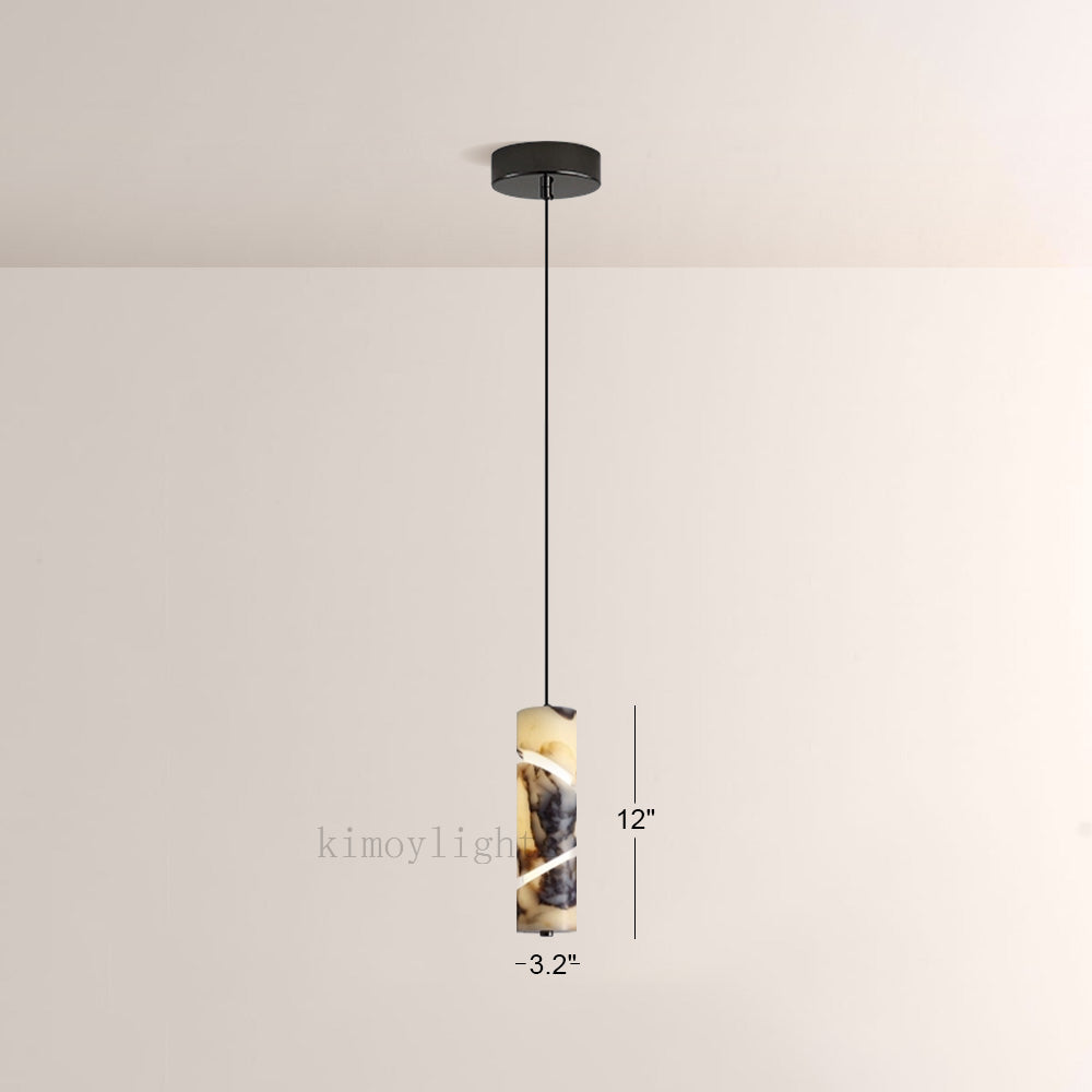 Vitrella Swirl-Accent Marble Cylinder Pendant
