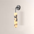 MarbleGlow Curved-Arm Cylinder Marble Wall Sconce