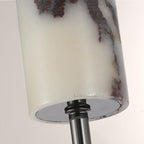 MarbleGlow Curved-Arm Cylinder Marble Wall Sconce