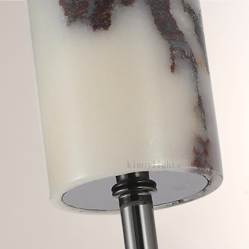 MarbleGlow Curved-Arm Cylinder Marble Wall Sconce