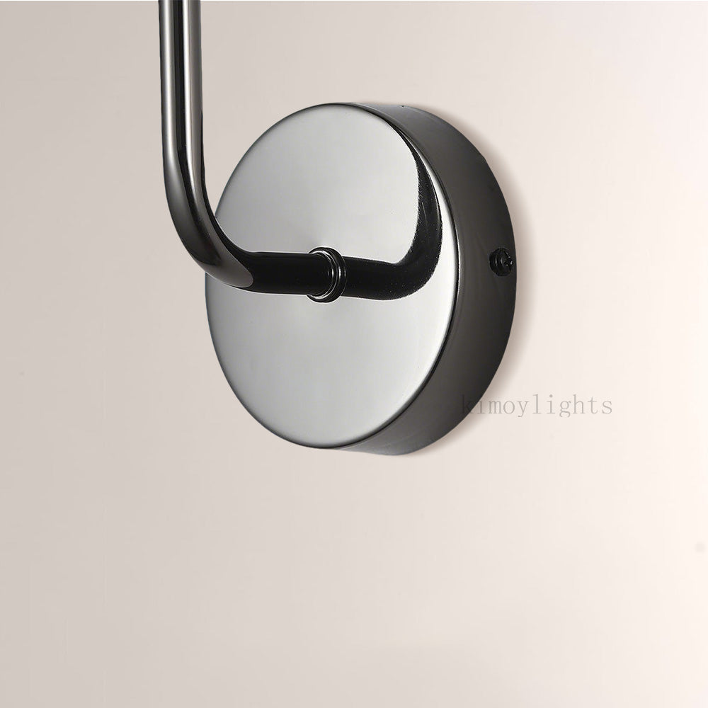 MarbleGlow Curved-Arm Cylinder Marble Wall Sconce