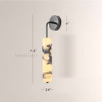 MarbleGlow Curved-Arm Cylinder Marble Wall Sconce