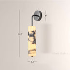MarbleGlow Curved-Arm Cylinder Marble Wall Sconce
