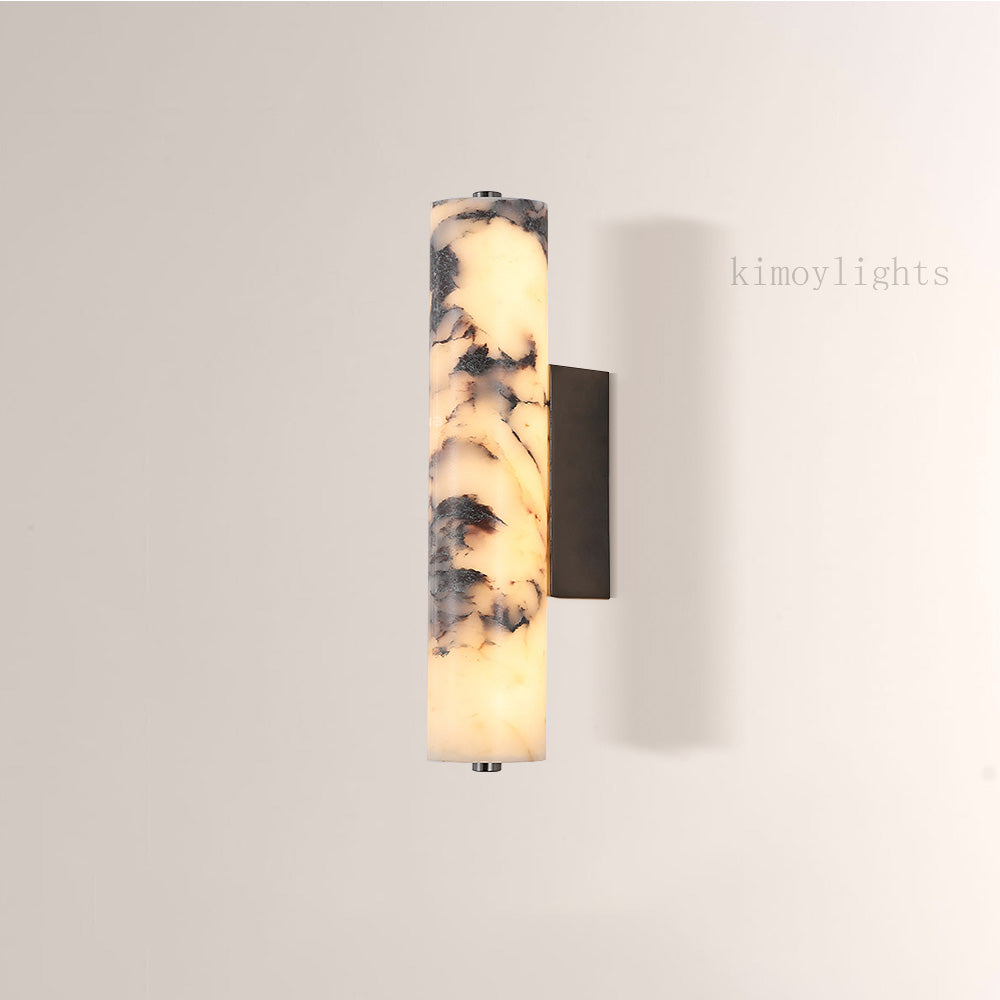 MarbleGlow Cylindrical Marble Wall Sconce