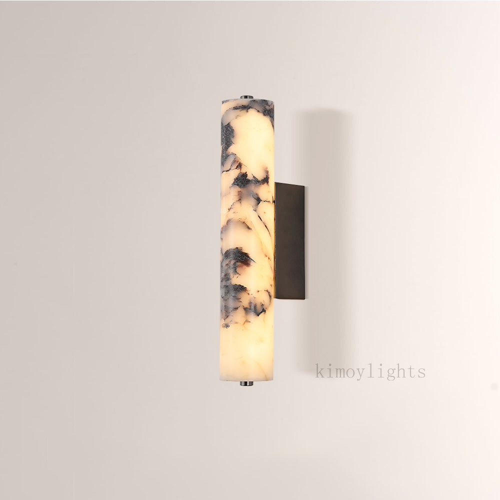 MarbleGlow Cylindrical Marble Wall Sconce