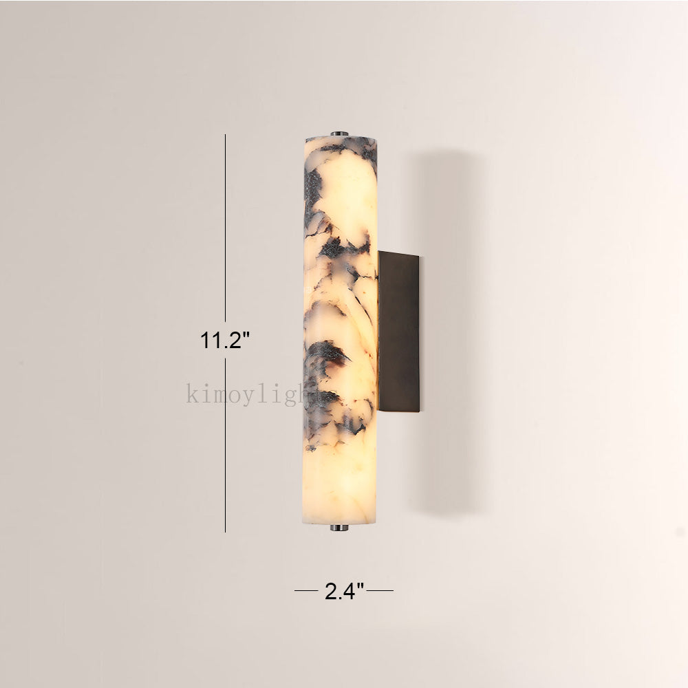 MarbleGlow Cylindrical Marble Wall Sconce