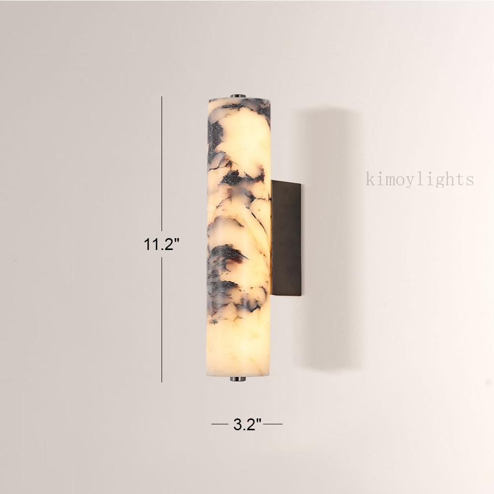MarbleGlow Cylindrical Marble Wall Sconce