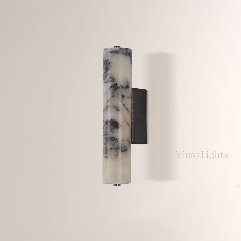 MarbleGlow Cylindrical Marble Wall Sconce