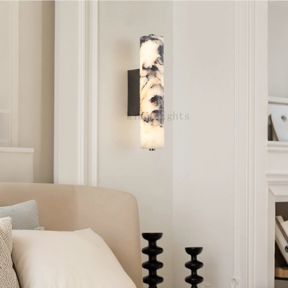 MarbleGlow Cylindrical Marble Wall Sconce