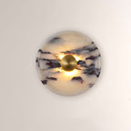 MarbleGlow Disc Marble Brass Sconce