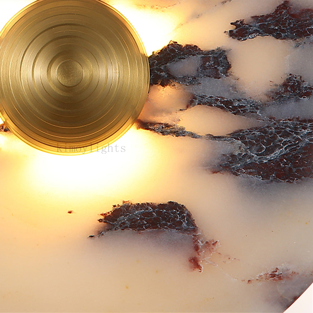 MarbleGlow Disc Marble Brass Sconce
