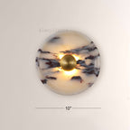 MarbleGlow Disc Marble Brass Sconce