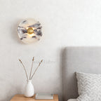 MarbleGlow Disc Marble Brass Sconce