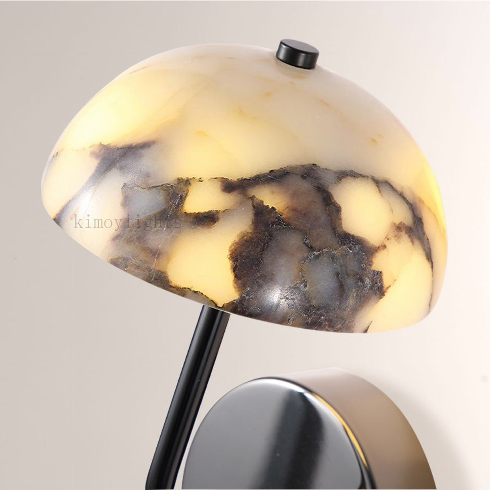 MarbleGlow Dome-Shade Curved Arm Wall Sconce