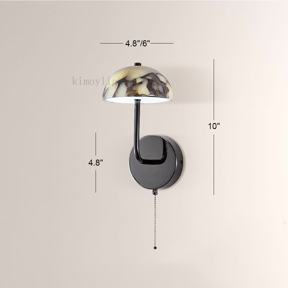 MarbleGlow Dome-Shade Curved Arm Wall Sconce