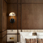 MarbleGlow Dome-Shade Curved Arm Wall Sconce