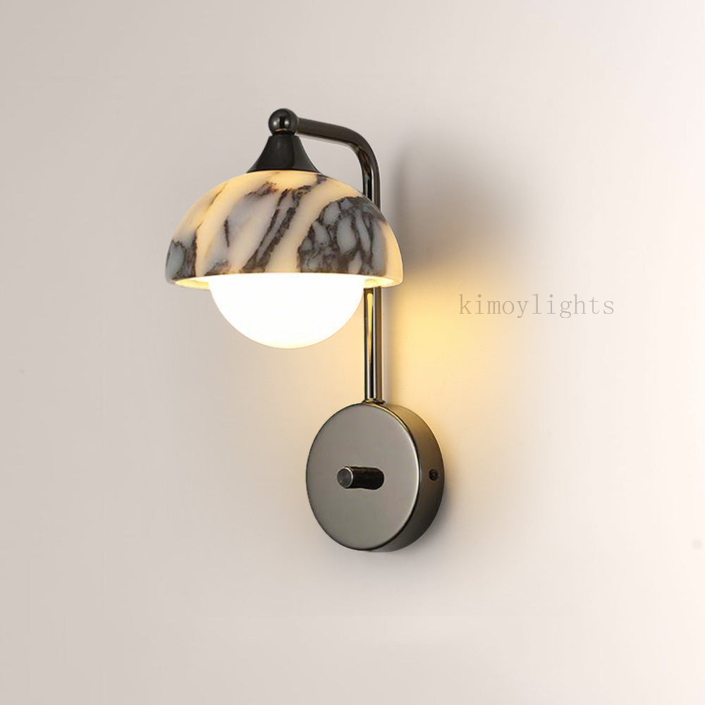 MarbleGlow Dome-Shade Globe Accent Wall Sconce