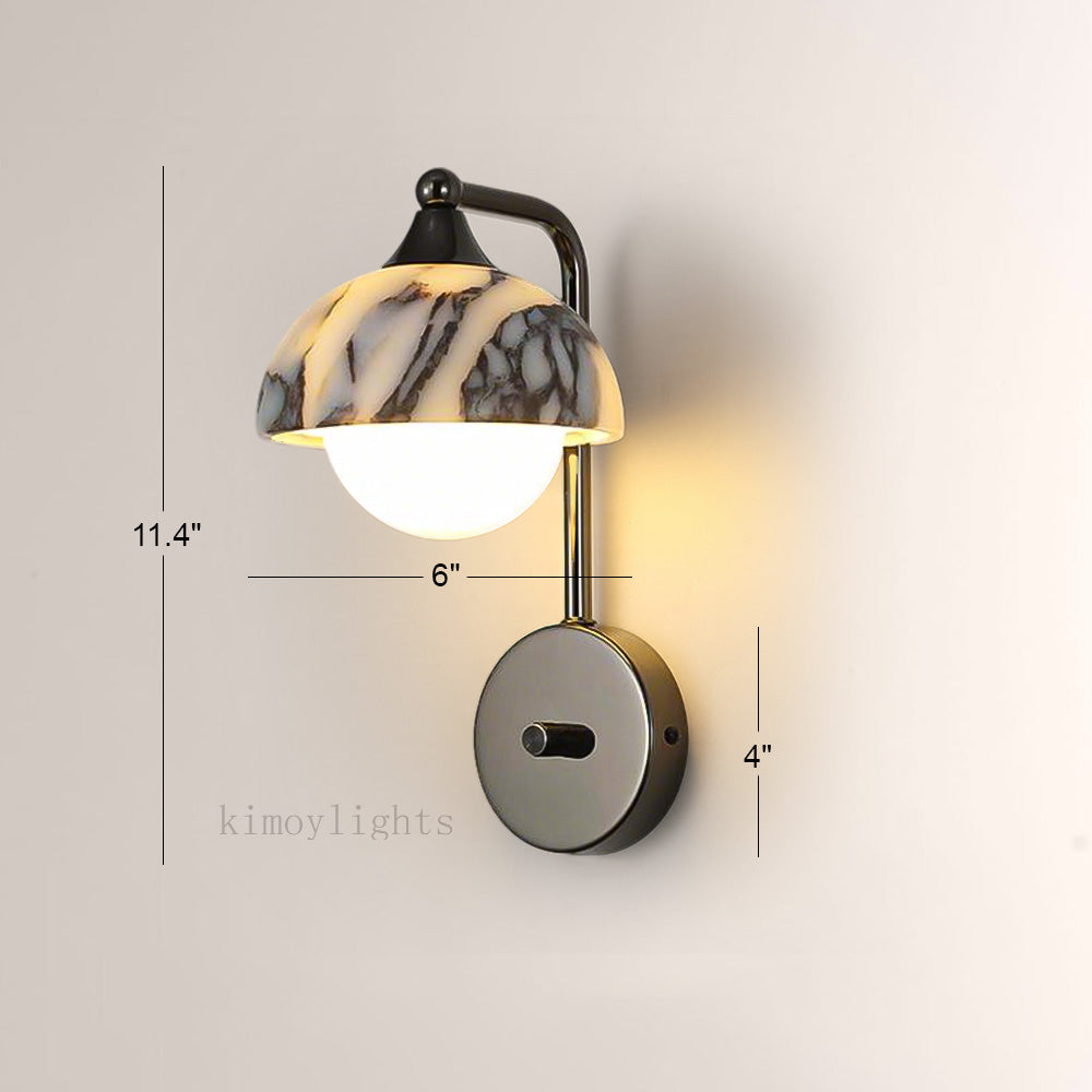MarbleGlow Dome-Shade Globe Accent Wall Sconce