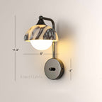 MarbleGlow Dome-Shade Globe Accent Wall Sconce