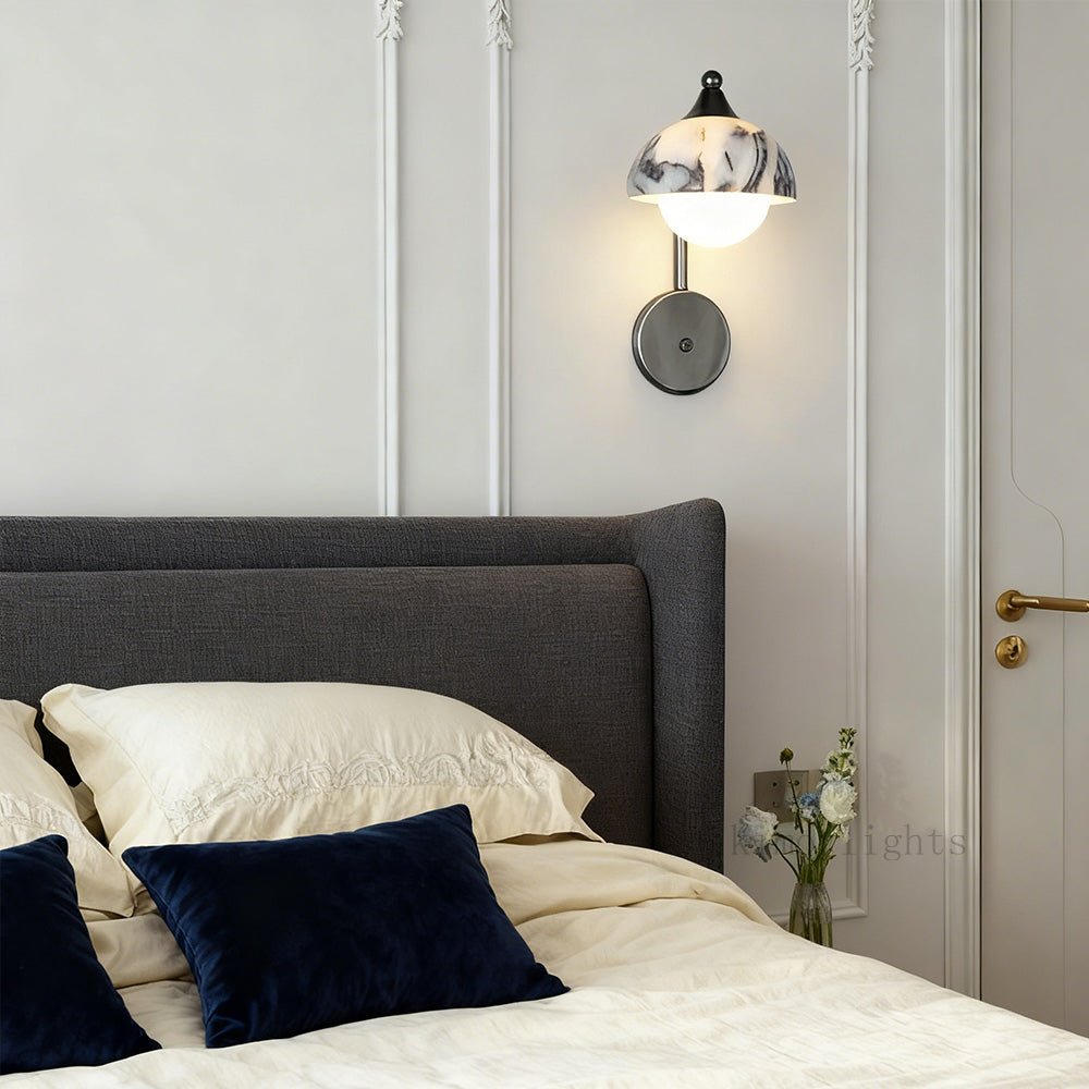MarbleGlow Dome-Shade Globe Accent Wall Sconce