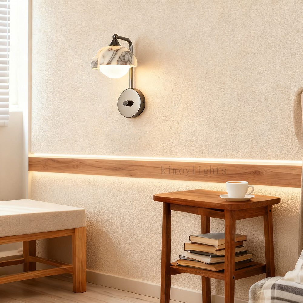MarbleGlow Dome-Shade Globe Accent Wall Sconce