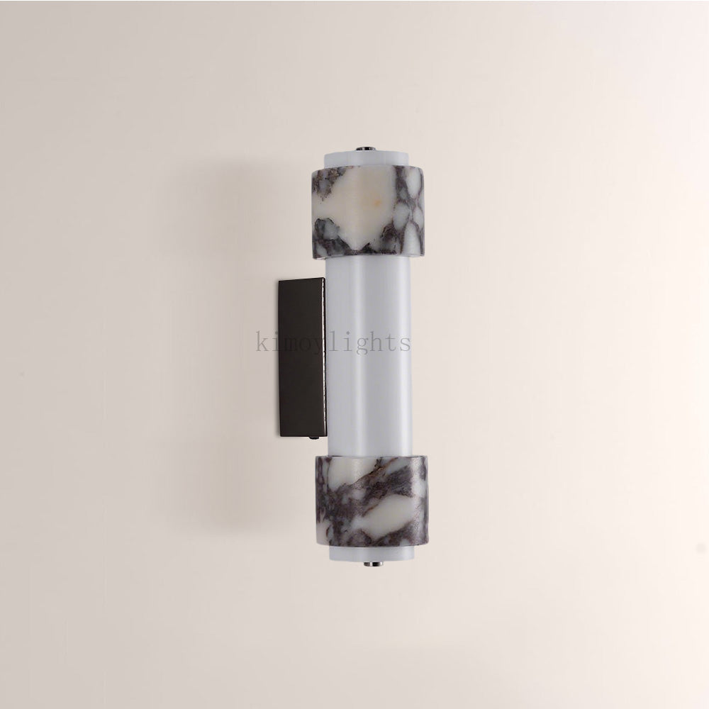 MarbleGlow Dual-Marble Cylinder Wall Sconce