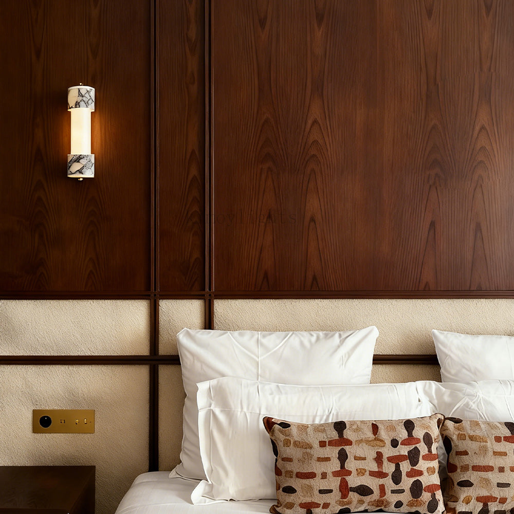 MarbleGlow Dual-Marble Cylinder Wall Sconce