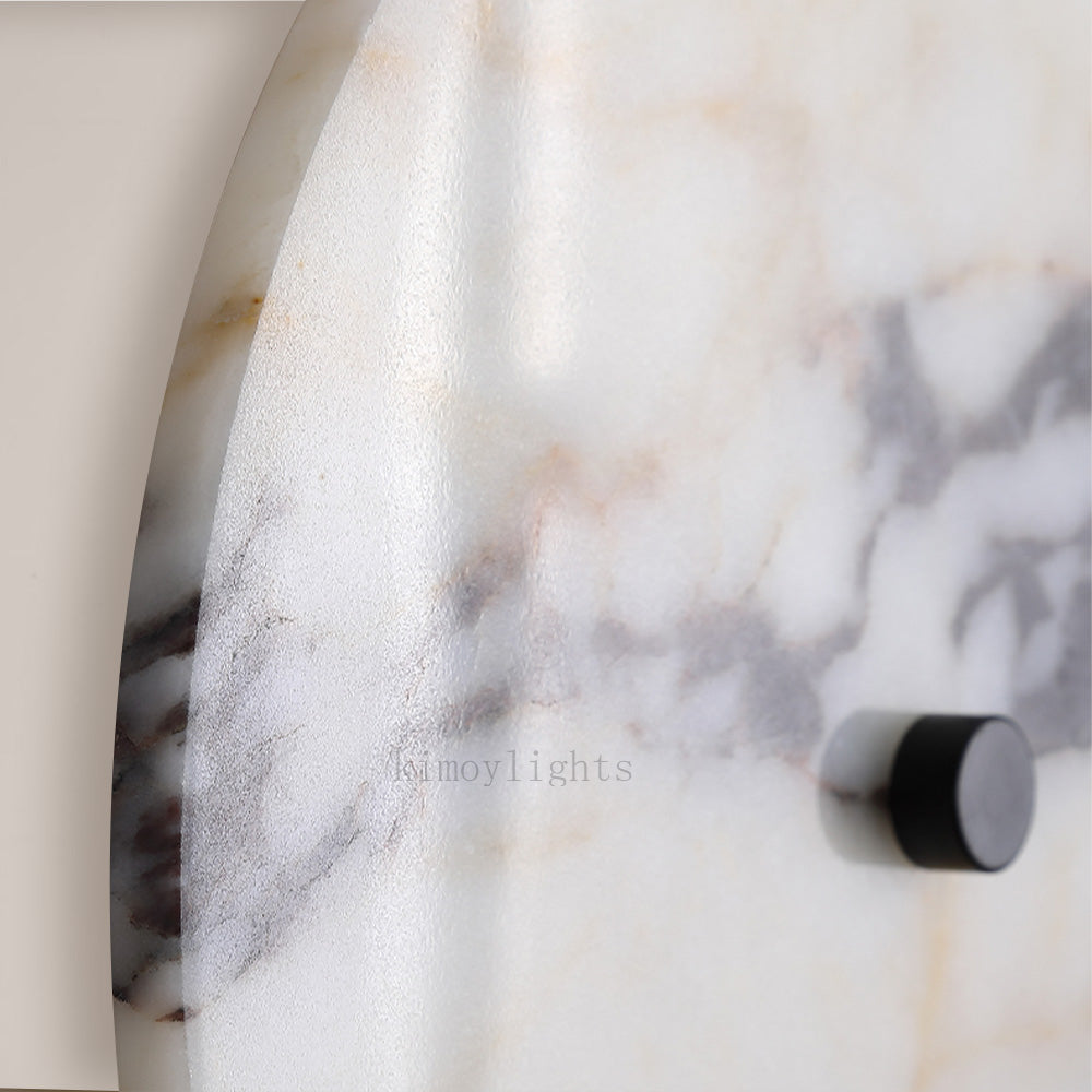 MarbleGlow Flush-Mount Disc Marble Wall Sconce