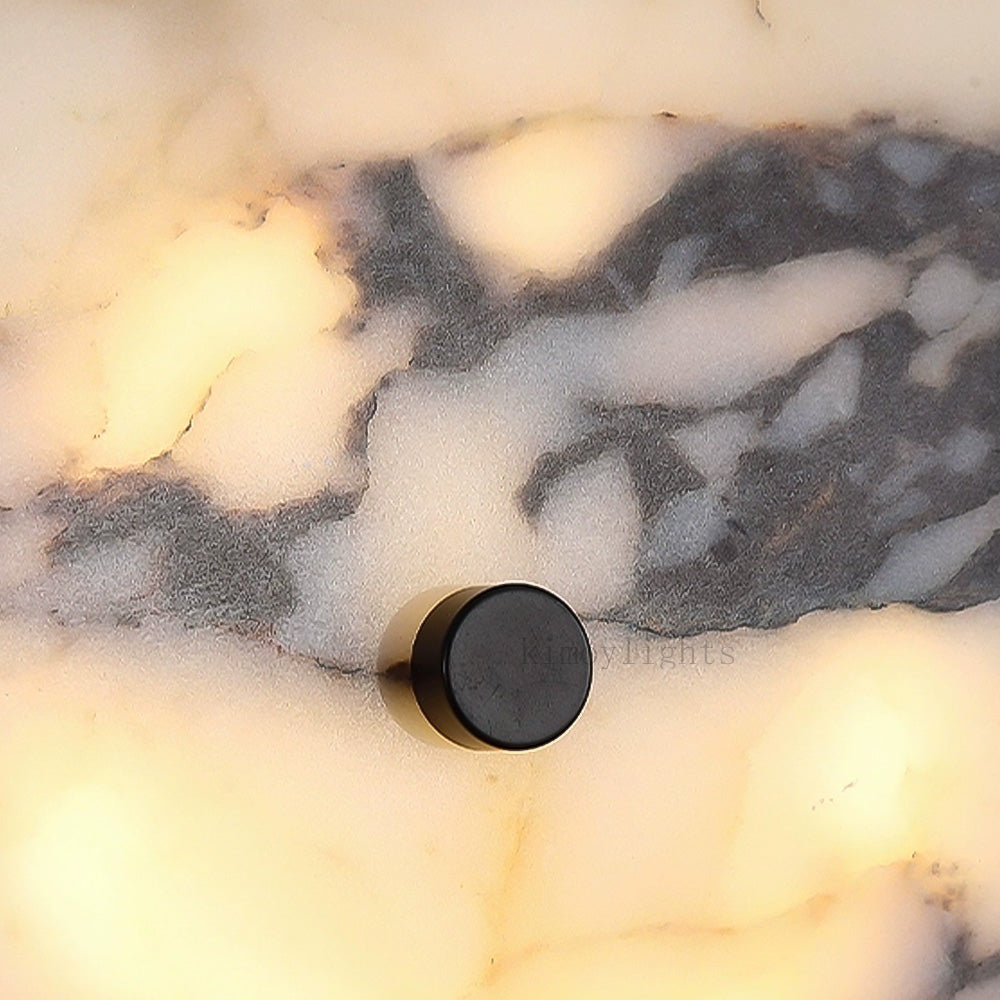 MarbleGlow Flush-Mount Disc Marble Wall Sconce