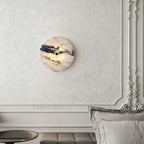 MarbleGlow Flush-Mount Disc Marble Wall Sconce