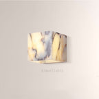 MarbleGlow Geometric Cube Marble Wall Sconce