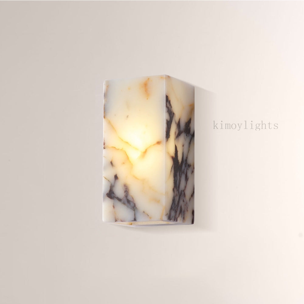 MarbleGlow Geometric Cube Marble Wall Sconce