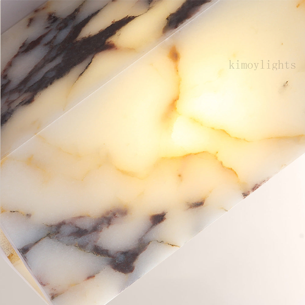 MarbleGlow Geometric Cube Marble Wall Sconce