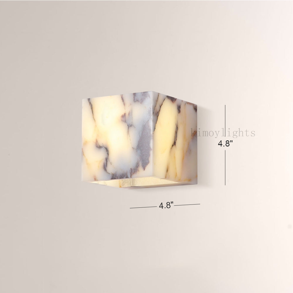 MarbleGlow Geometric Cube Marble Wall Sconce