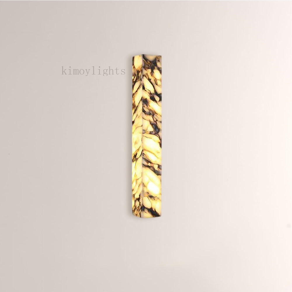 MarbleGlow Herringbone-Marble Vertical Wall Sconce
