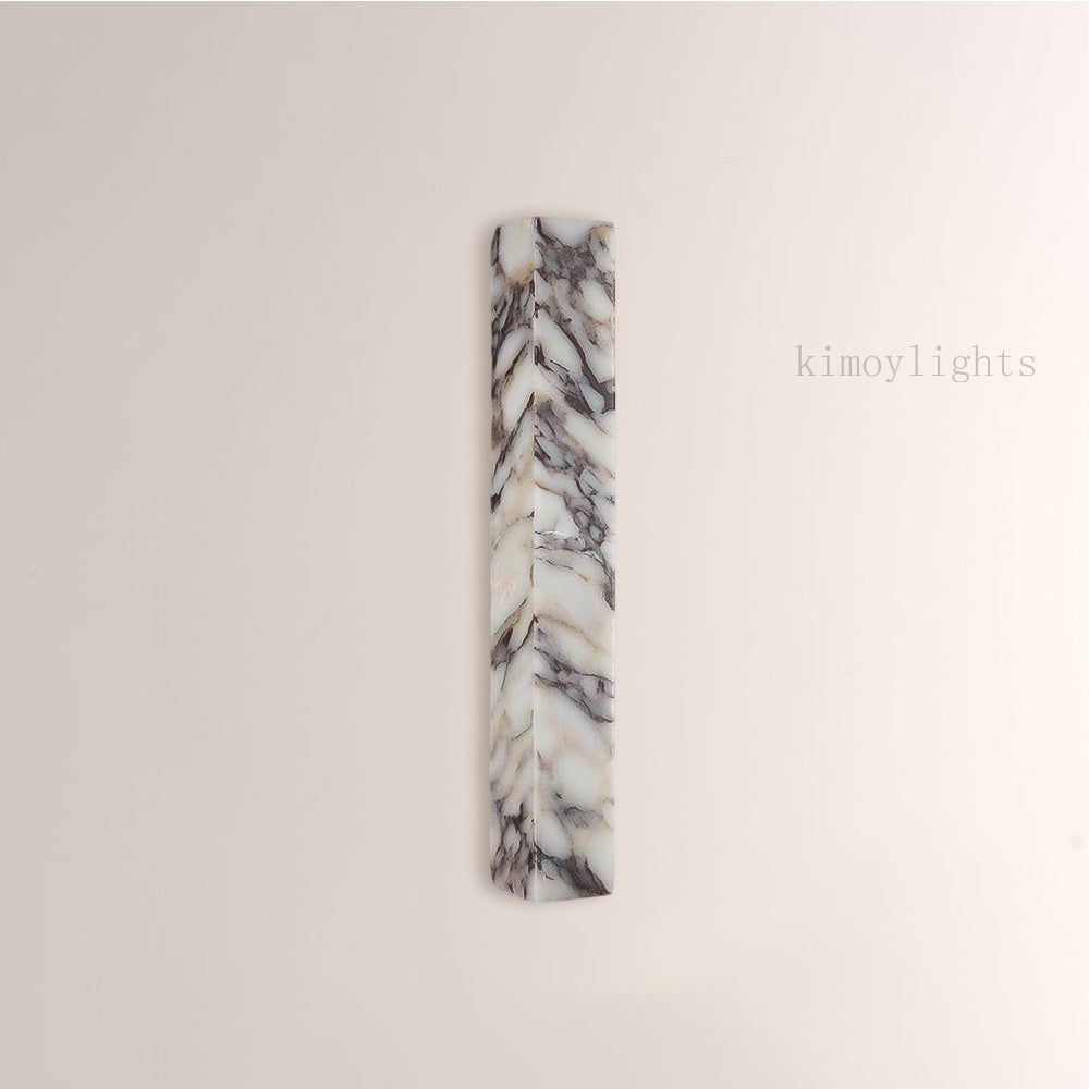 MarbleGlow Herringbone-Marble Vertical Wall Sconce
