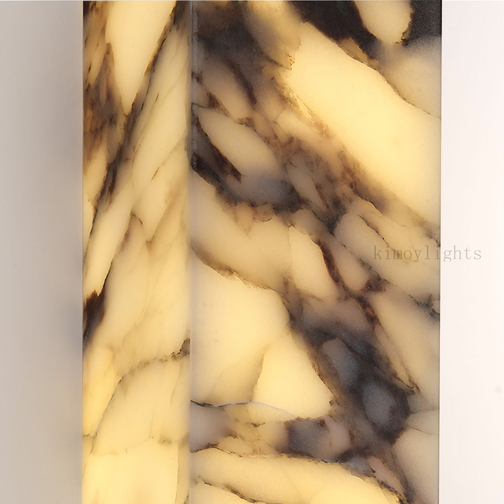 MarbleGlow Herringbone-Marble Vertical Wall Sconce