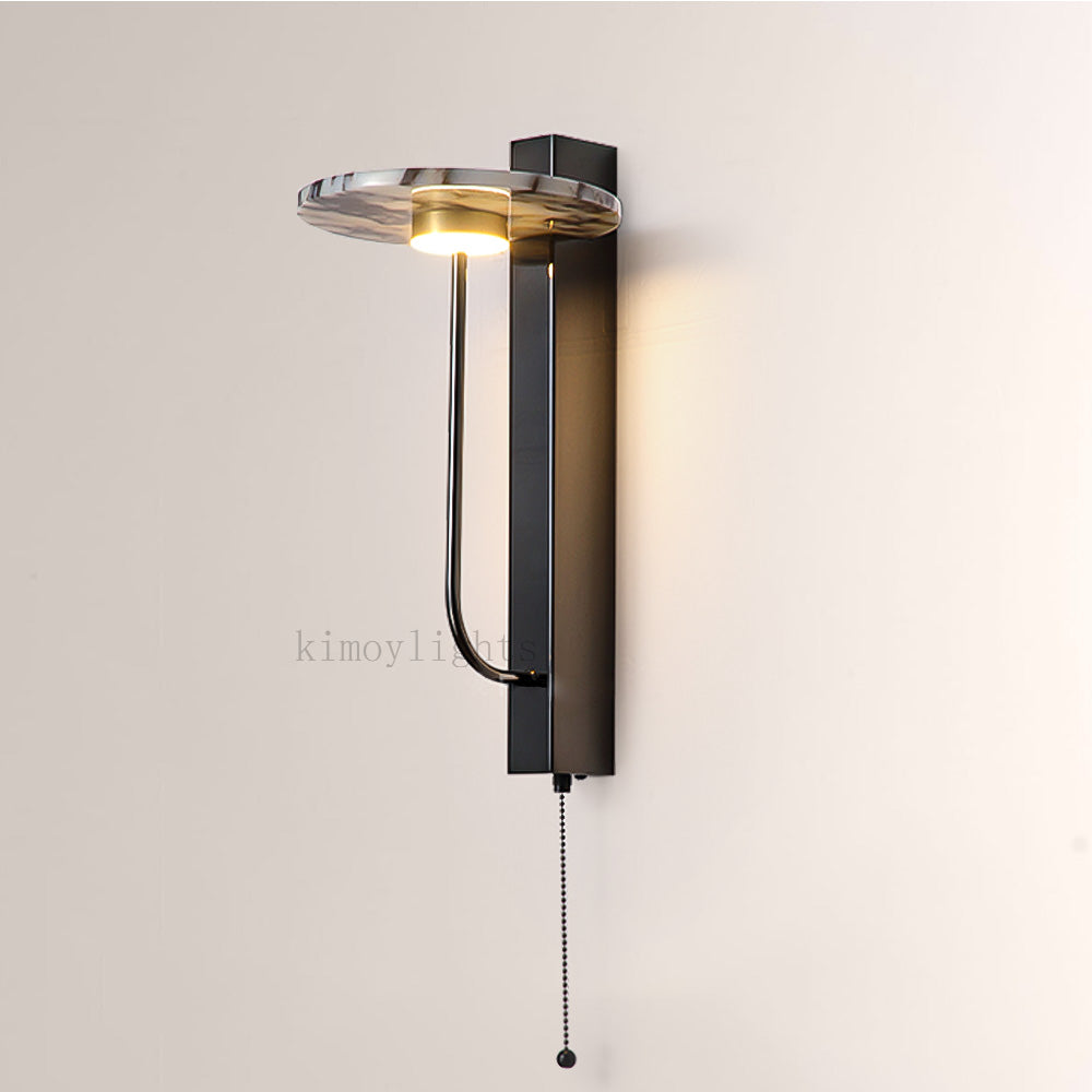 MarbleGlow Linear-Mount Disc Marble Wall Sconce