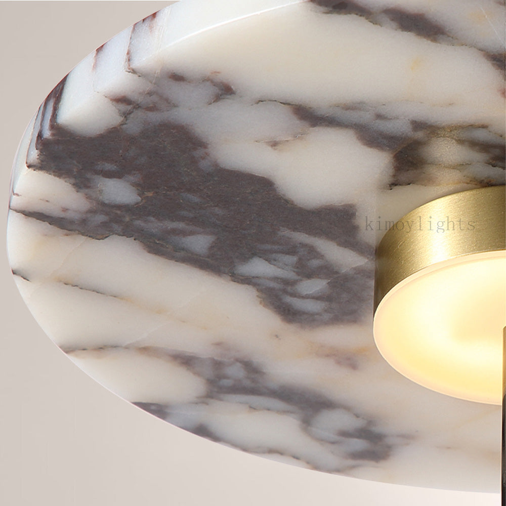 MarbleGlow Linear-Mount Disc Marble Wall Sconce